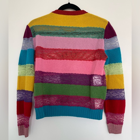 Gucci Runway Cat Appliqué Panelled Lace and Wool Sweater 124g12 - Picture 2 of 4